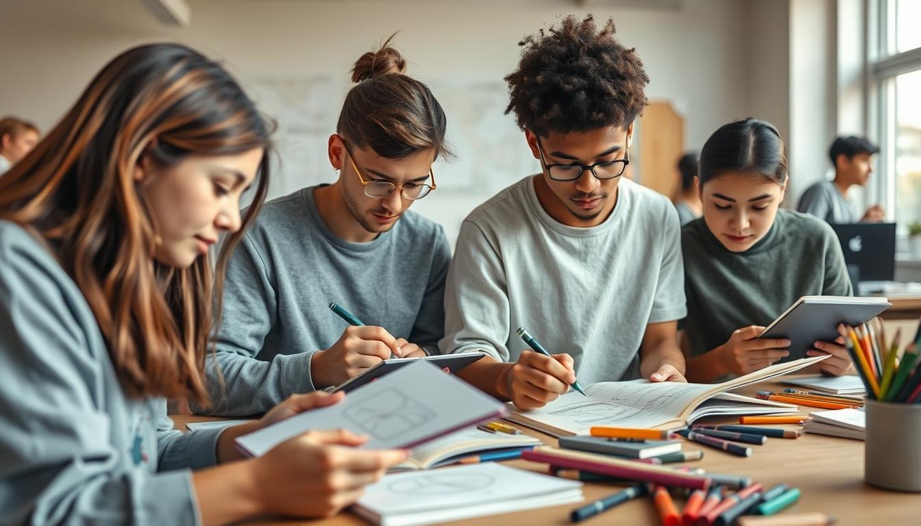 Student preparing for exams with study materials